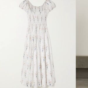 DÔEN Quinley shirred floral-print organic cotton midi dress